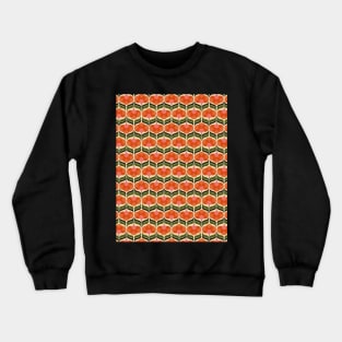 Pink and Orange Flowers and Leaves Seamless Pattern 1970s Inspired Crewneck Sweatshirt